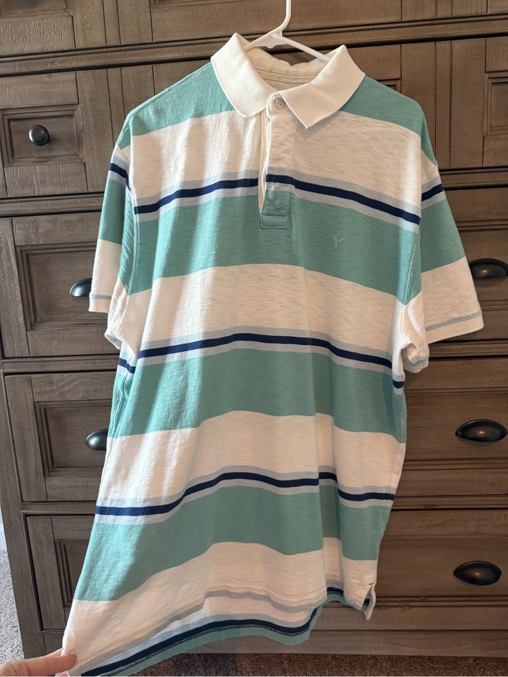 American Eagle Men's Striped Polo Shirt - size XL - smoke free